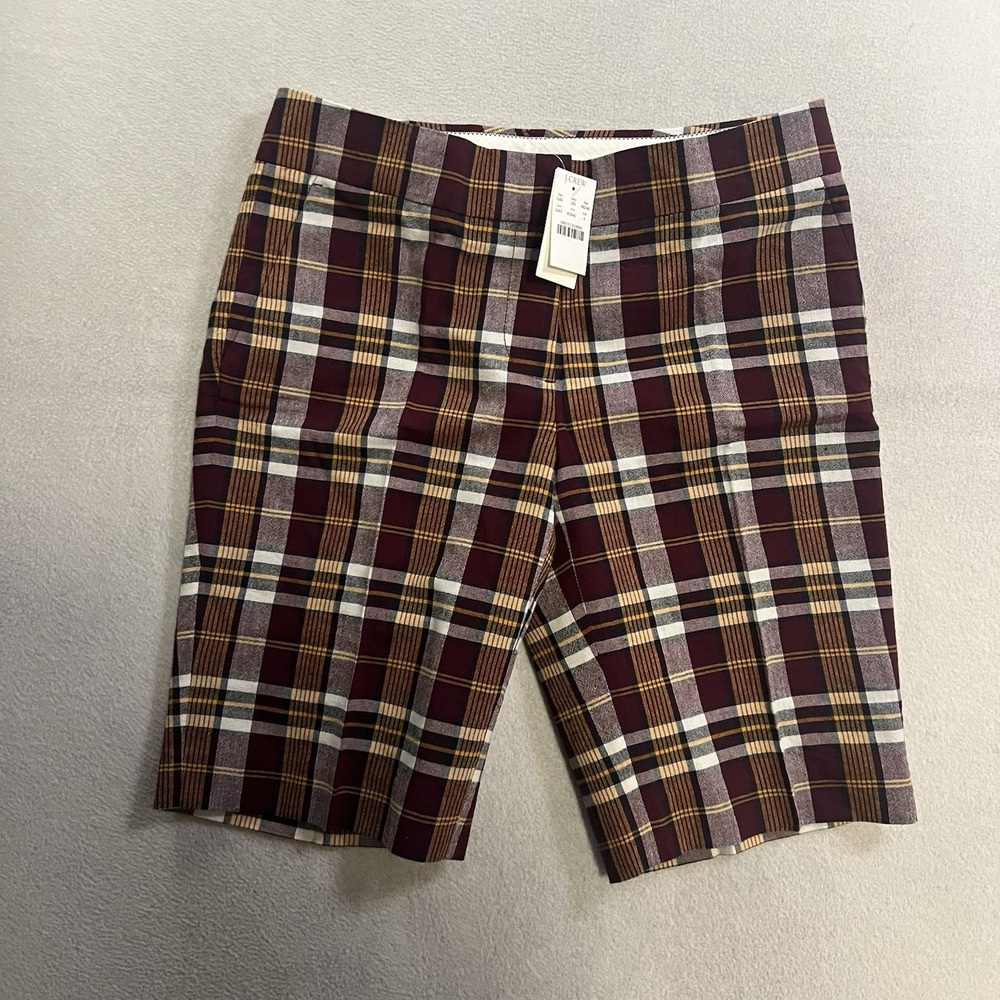J. Crew City Fit Chino Shorts Women's Size 4 Plaid Wool Blend NWT 86246